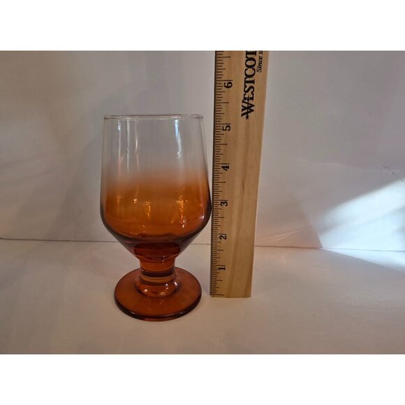 Set Of 4 Vintage Libbey Amber Ombre Water Goblets - Picture 2 of 4